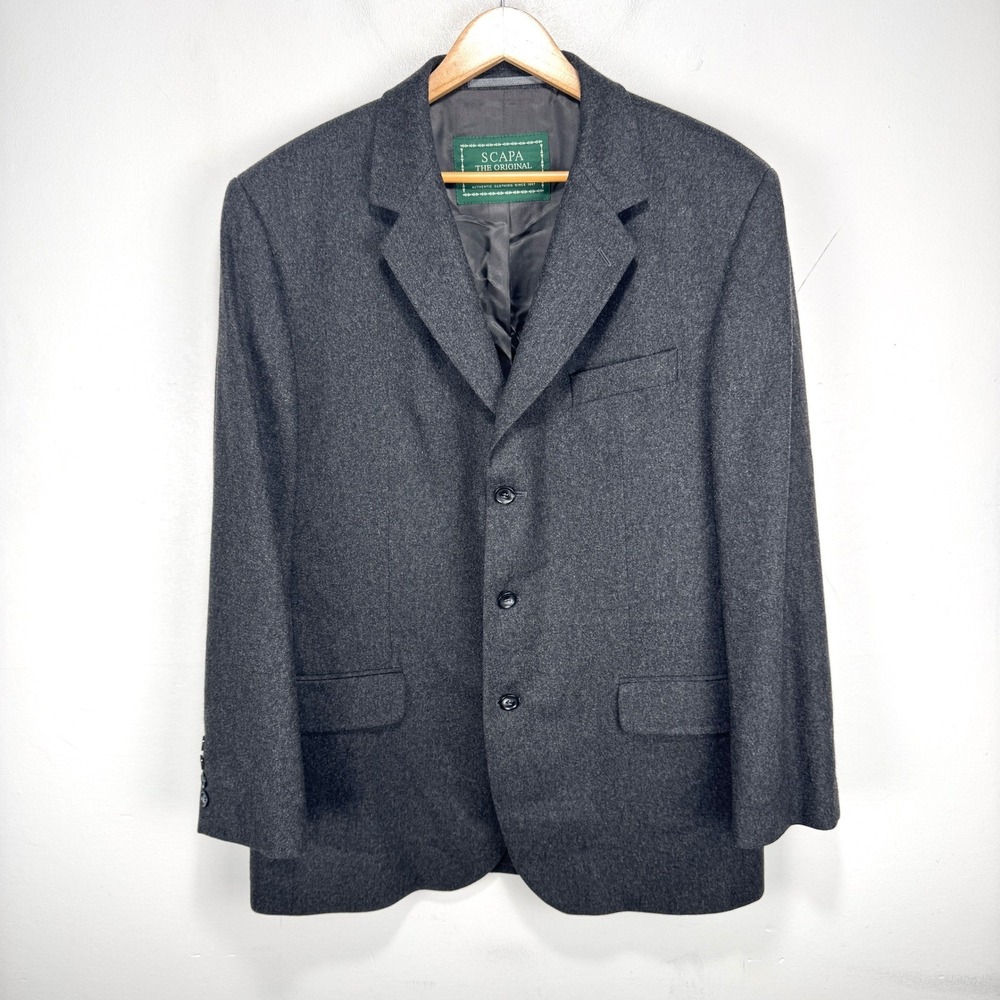 SCAPA The Original Scotland Wool Blazer Sport Coat Men 46R (56 EUR) Gray Wool